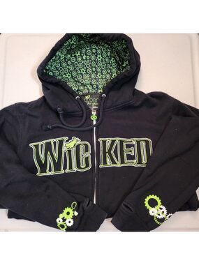 Wicked Broadway Green For Good Gears Zip Hoodie Medium Araca Group EUC